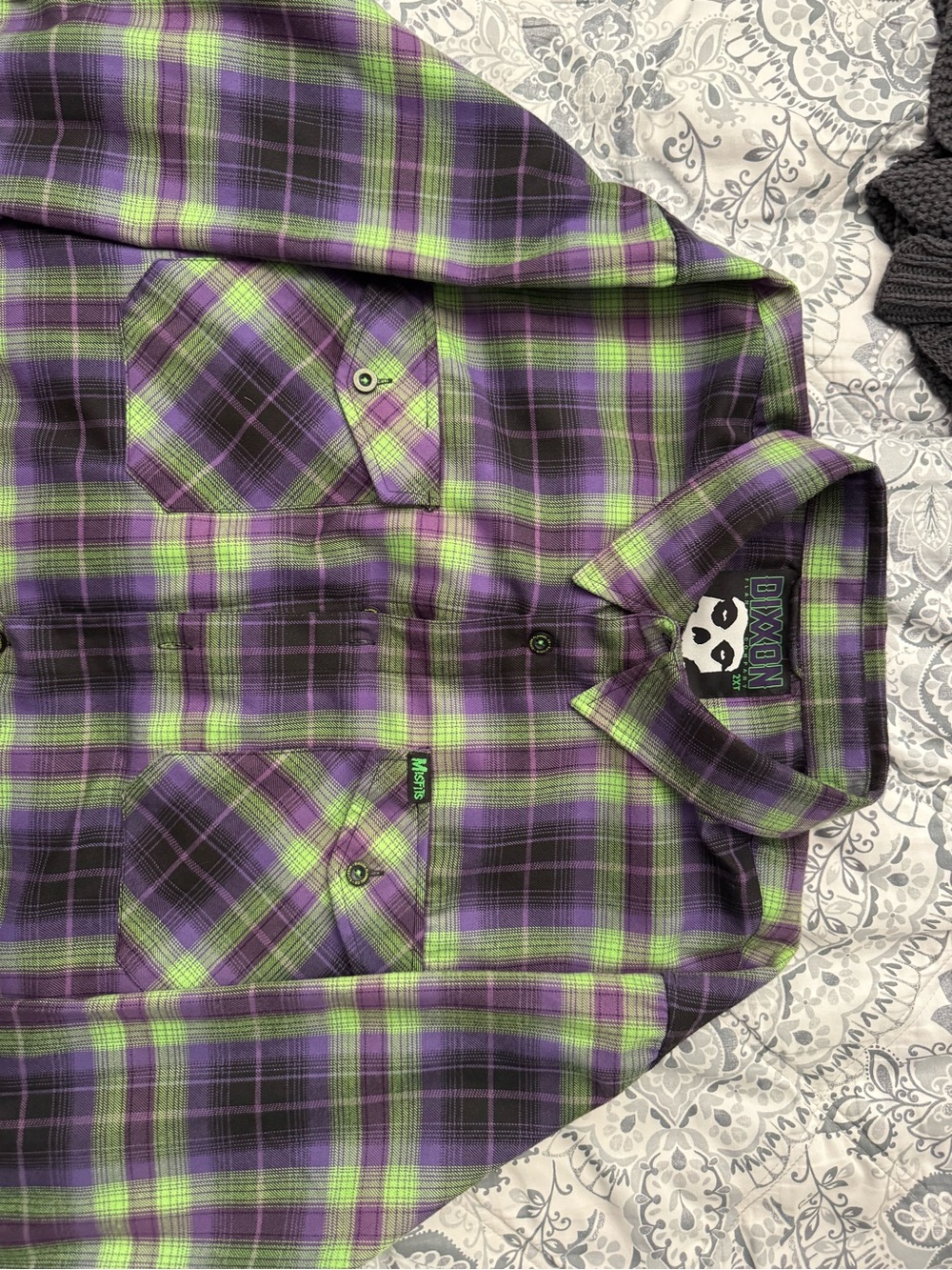 DIXXON Purple and Green Plaid Button-Down Flannel Shirt - Picture 2 of 2